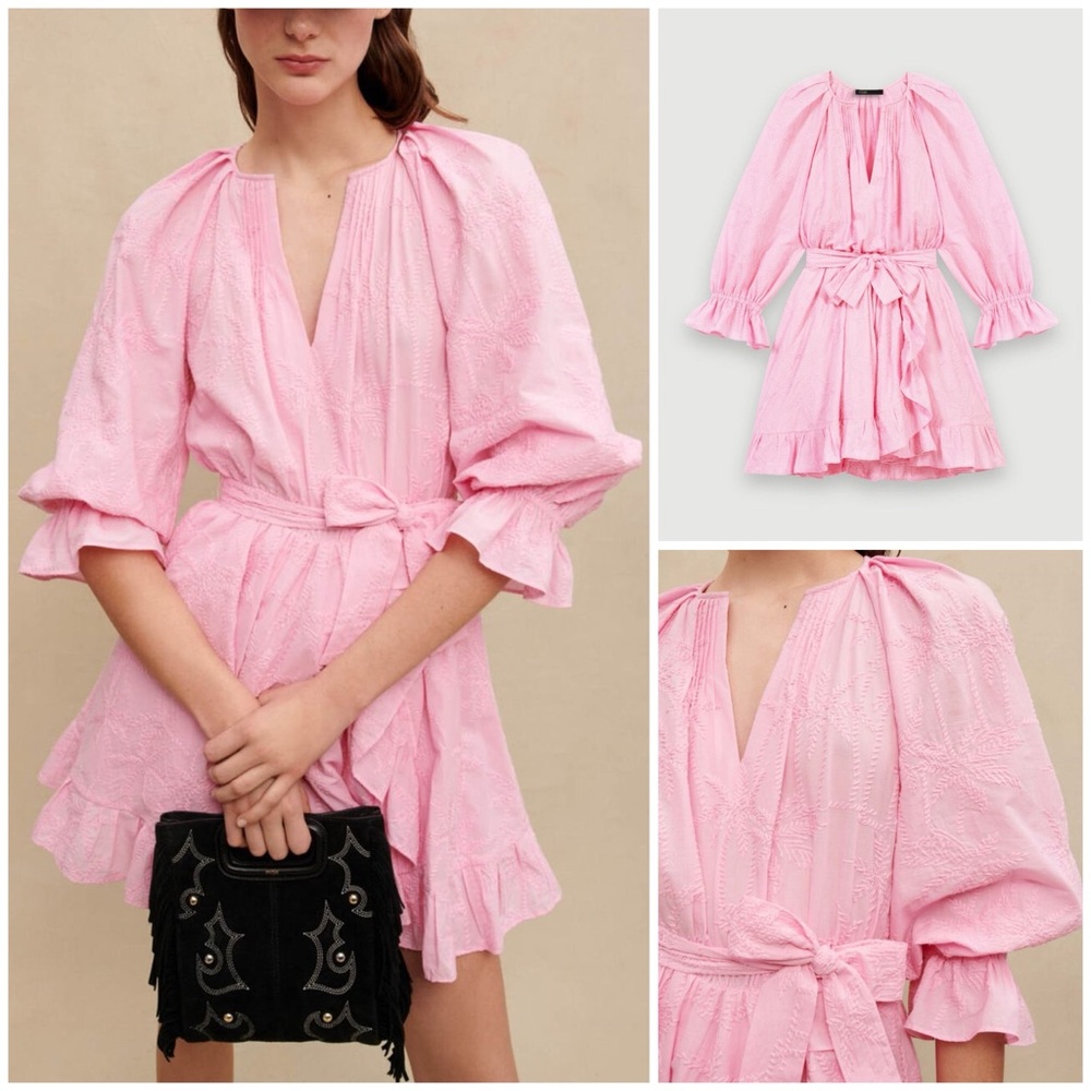 Maje ~ Rybiza Long Sleeve Ruffled Mini Dress